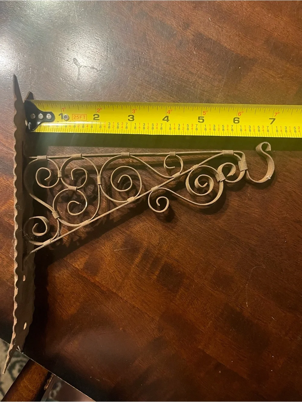 Vintage Spanish Revival Wrought Iron Outdoor Lantern Wall‎ Bracket Scroll Glass